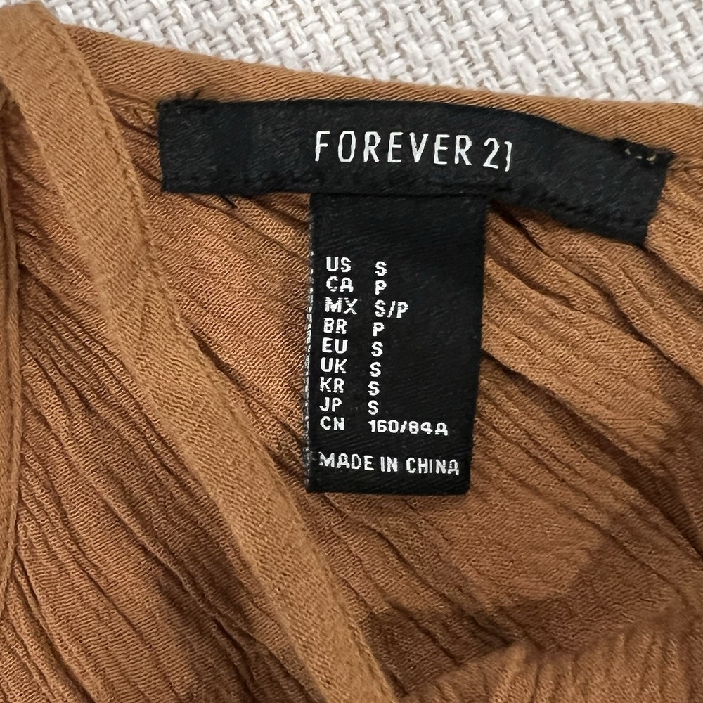 Forever 21 Boho Embroidered Crop Top Brown Fairy Cottagecore S - Picture 8 of 8
